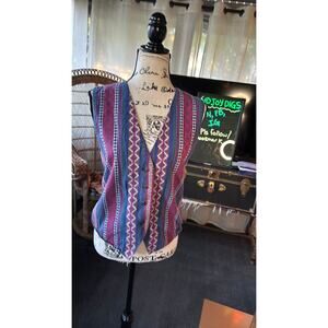 80s geometric embroidered striped waistcoat